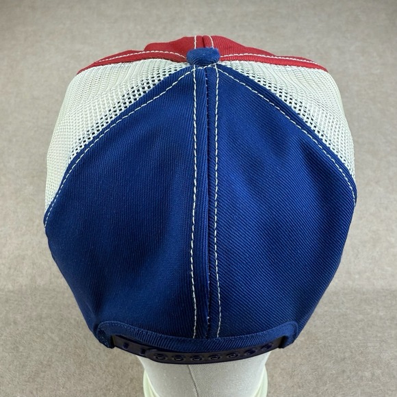 Vintage Amoco Trucker Hat Mesh Cap Gas Oil Patch Red White Blue USA Made - Picture 3 of 5
